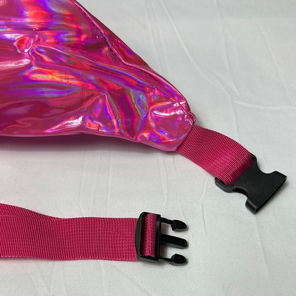Pink Holographic Fanny Pack with Adjustable Strap - Picture 3 of 10